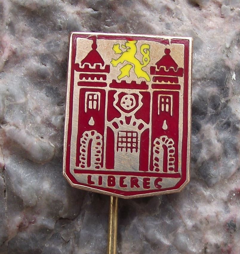 Antique Liberec Czech City Heraldic Crest Tourist Souvenier Shield Pin Badge - Badgecrazy