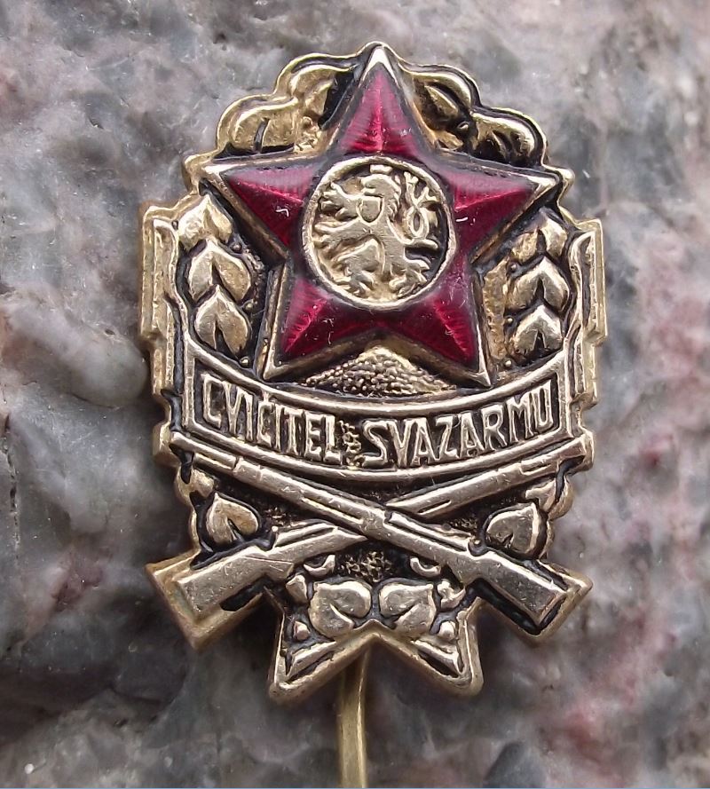 Svazarm Military Exercise Trainer Paramilitary Army Unit Crossed Rifle Pin Badge - Badgecrazy