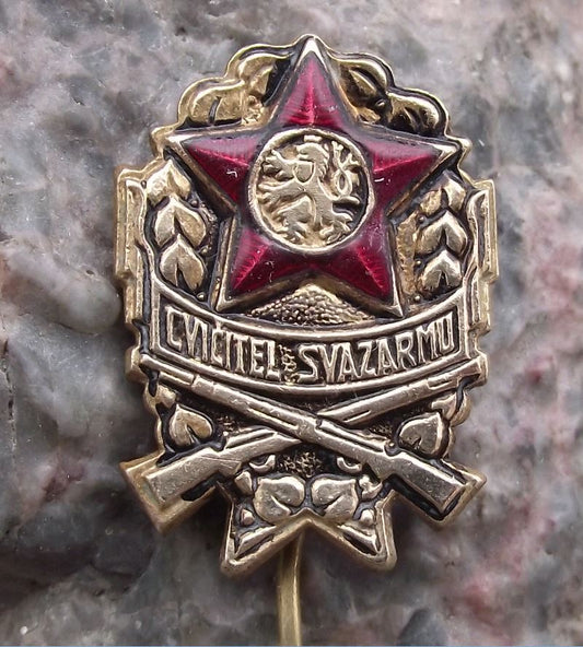 Svazarm Military Exercise Trainer Paramilitary Army Unit Crossed Rifle Pin Badge - Badgecrazy