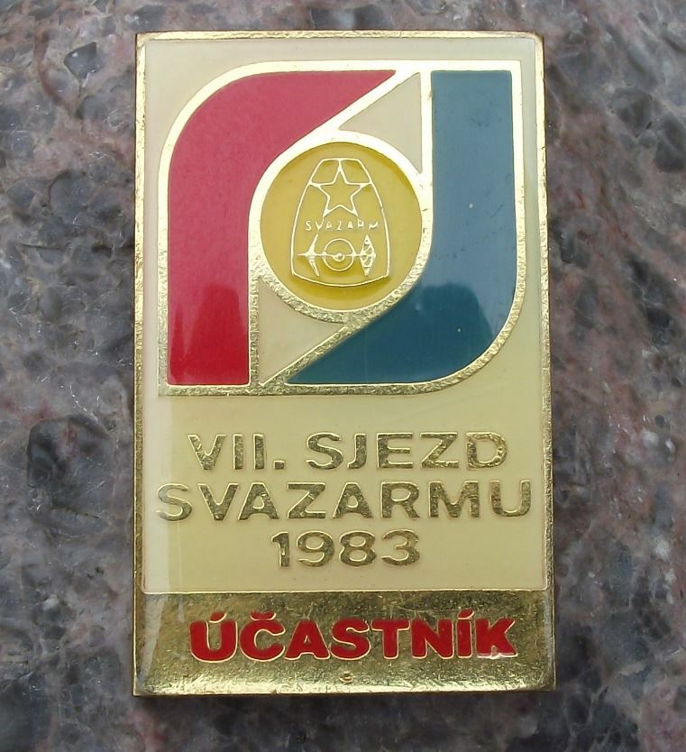 1983 Svazarm Czech Army Reserves VII 7th Military Conference Speaker Pin Badge - Badgecrazy