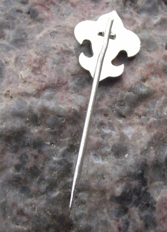 Antique Czech Boy Scouts Association Fleur de Lis Symbol Wolf Head Pin Badge - Badgecrazy