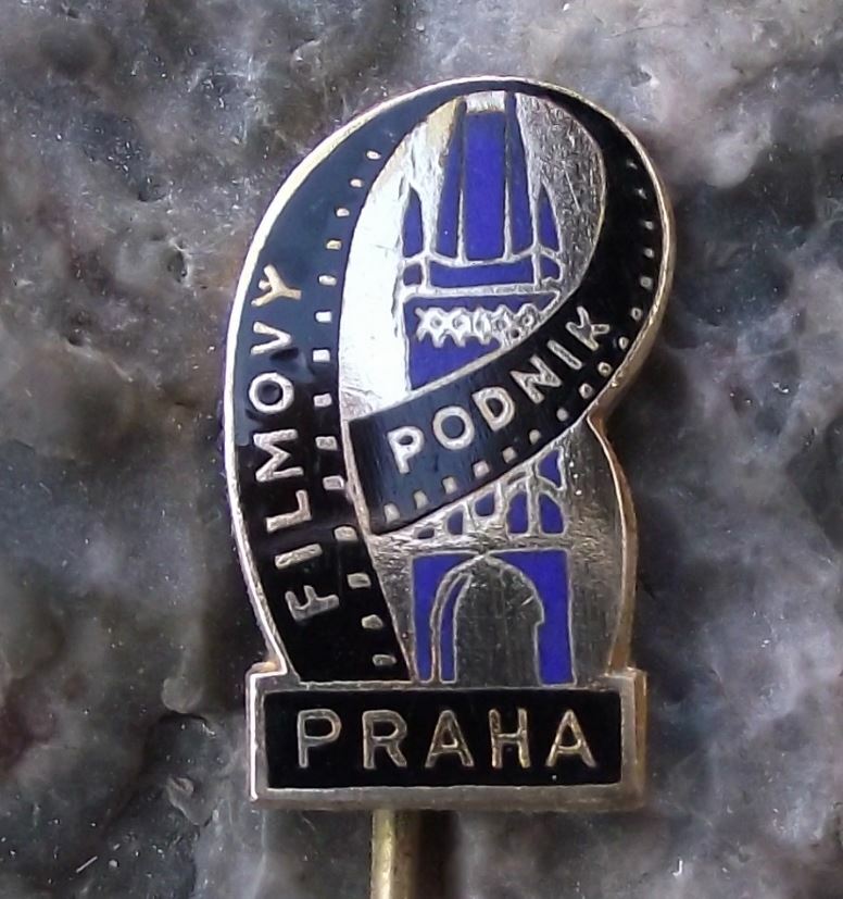 Antique Prague Czech Cinematic Film Company Movie Film Reels Pin Badge - Badgecrazy