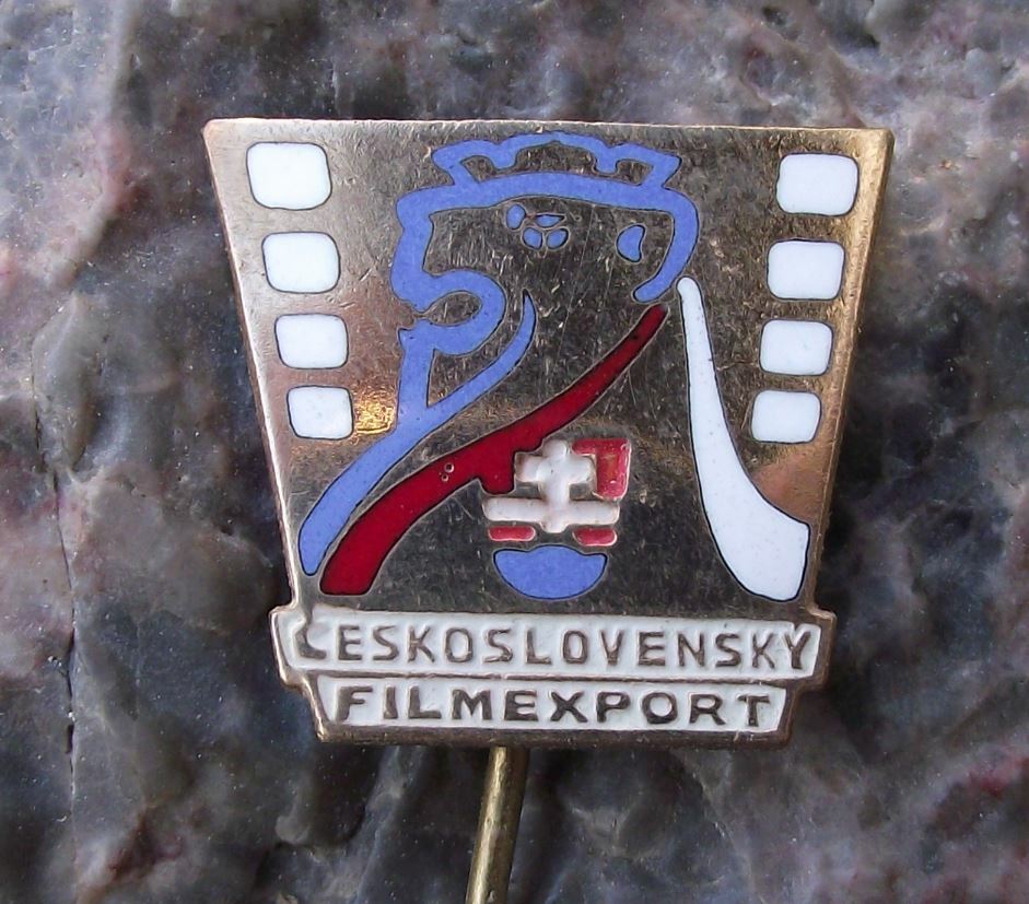 Antique Czechoslovakia Film Export Company Lion Crown Slovak Cross Pin Badge - Badgecrazy