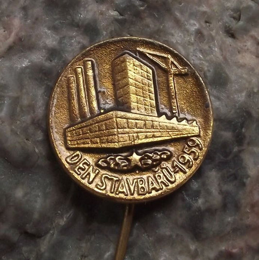 1959 Construction Building Workers Builders Day National Trade Union Pin Badge - Badgecrazy
