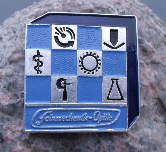 Vintage VEB Feinmechanik Optik East Germany DDR GDR Engineering Pin Badge - Badgecrazy