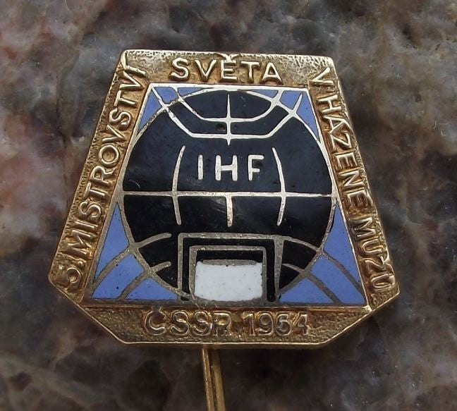 1964 IHF 5th World Mens Handball Championships Souvenier Hand Ball Pin Badge - Badgecrazy