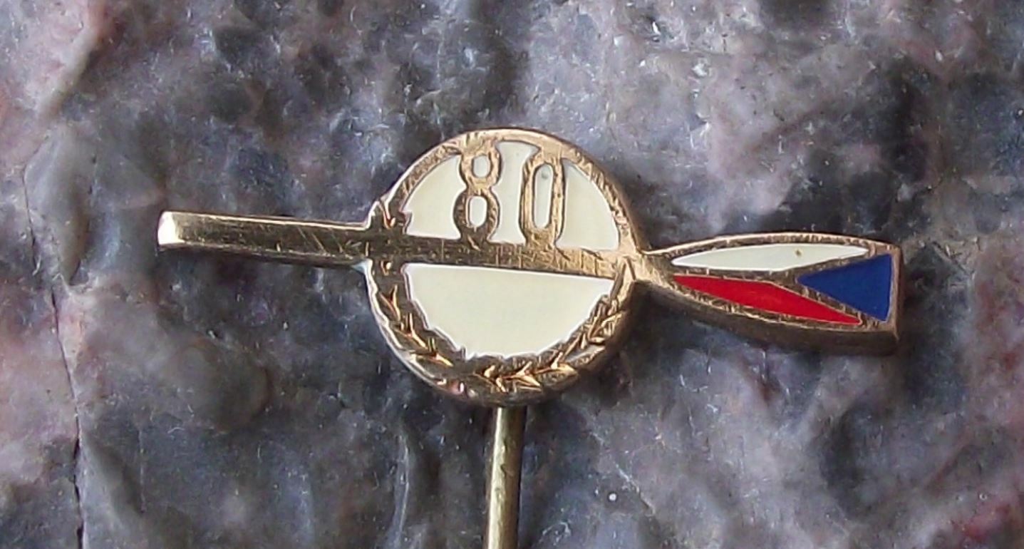 1964 Czech National Rowing Association 80th Anniversary Oar Logo Pin Badge - Badgecrazy