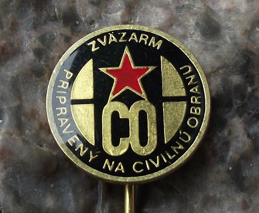 Vintage Czech Civil Defense Defence Worker CO Svazarm Zvazarm Cold War Pin Badge - Badgecrazy