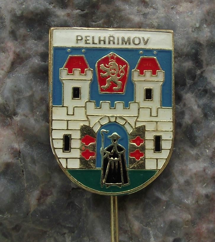 Antique Pelhrimov Czech City Heraldic Crest Coat of Arms Tourist Pin Badge - Badgecrazy
