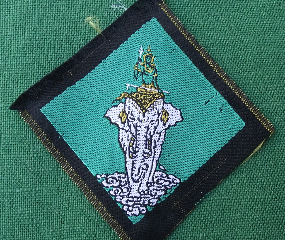 1985 Thailand Thai Scouting Scouts Association District Silk Patch Riding Buddha - Badgecrazy