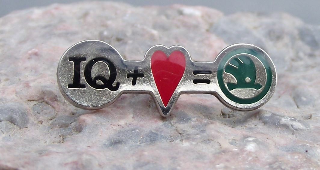 Vintage Skoda IQ Plus Love Heart Sign Car Czech Automobile Advertising Pin Badge - Badgecrazy