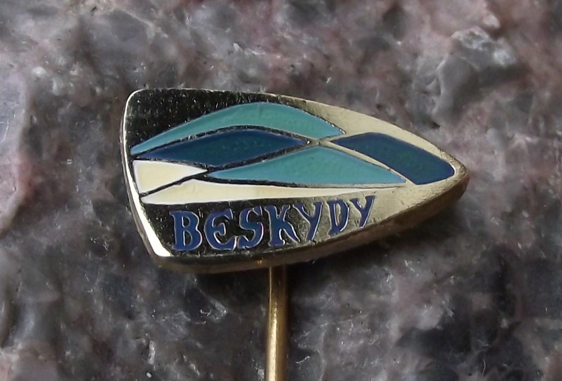 Antique Beskydy Beskid Czech Blue White Mountains Hills Souvenier Pin Badge - Badgecrazy