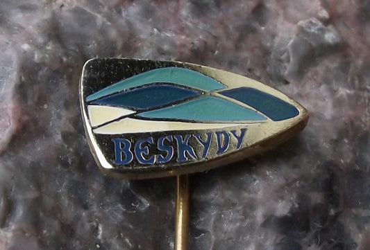 Antique Beskydy Beskid Czech Blue White Mountains Hills Souvenier Pin Badge - Badgecrazy