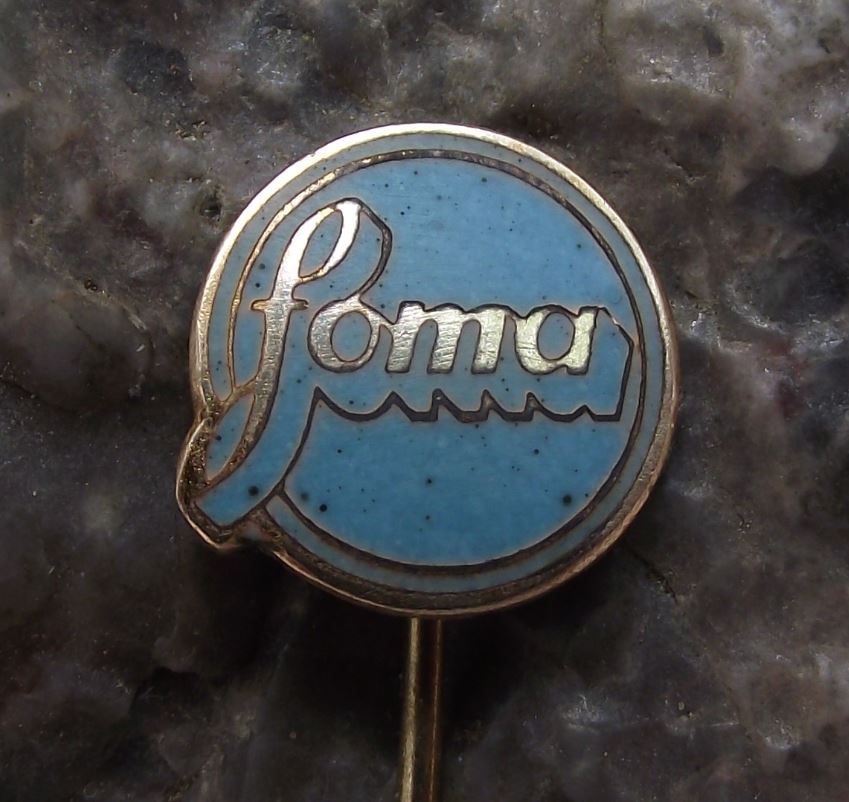 Antique FOMA Fotochema Czech Camera Film Photography Firm Pin Badge Blue - Badgecrazy