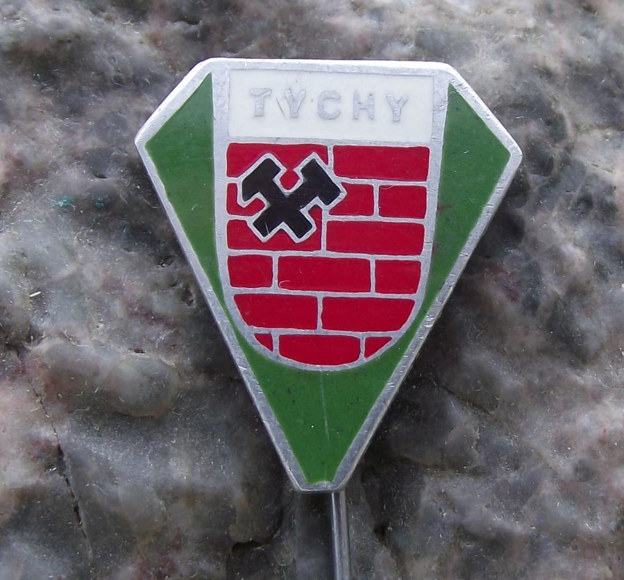 Antique Tychy Poland Brick Wall Heraldic Crest Polish Coat of Arms Pin Badge - Badgecrazy