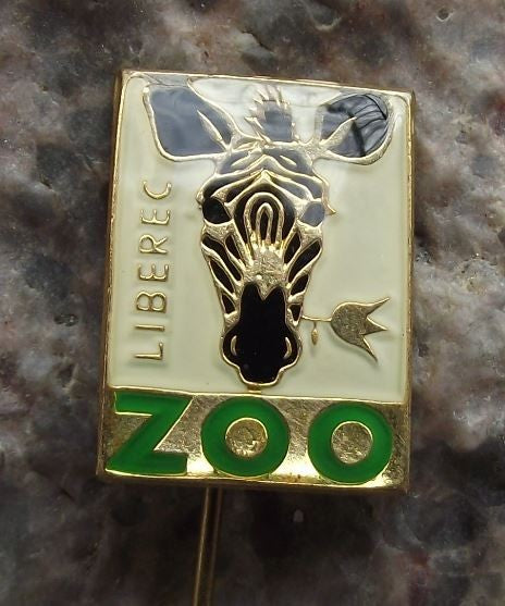 Vintage Liberec Zoo Striped Zebra Head Eating Flower Czech Safari Park Pin Badge - Badgecrazy