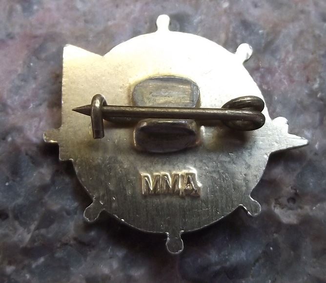 Ships Wheel Nautical Steering Device with Soviet Warship and Russian Flag Badge - Badgecrazy