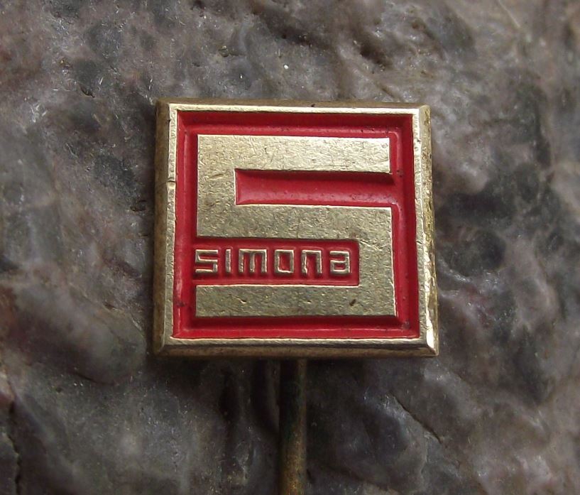 Antique Simona AG Leather Firm German Plastics Pipes Company Pin Badge - Badgecrazy