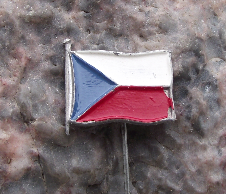 Vintage Czech Czechoslovakia Waving National Flag Hand Painted Pin Badge - Badgecrazy