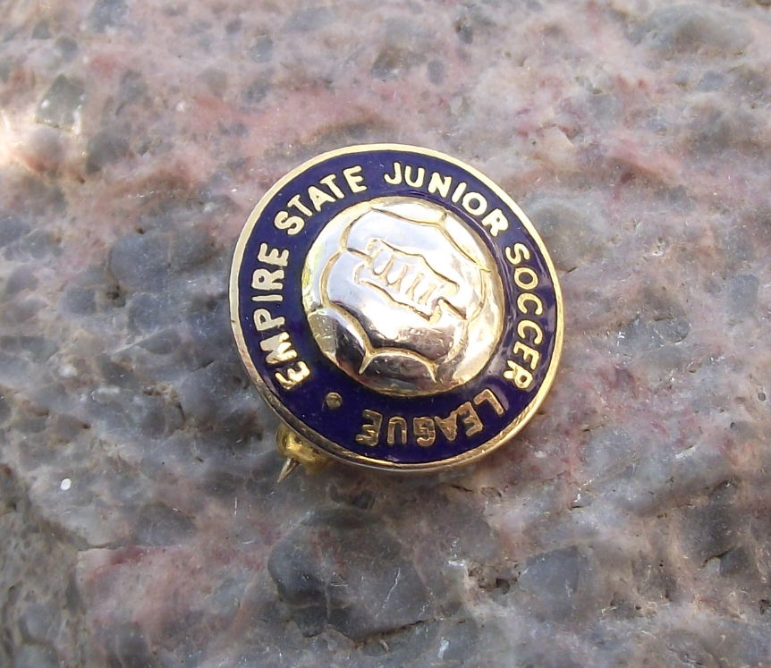 Antique Empire State USA Junior Soccer League Football New York Ball Pin Badge - Badgecrazy