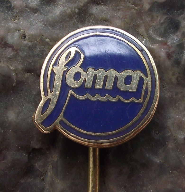 Antique FOMA Fotochema Czech Camera Film Photography Firm Pin Badge Blue - Badgecrazy