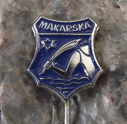 Antique Makarska Croatia Heraldic Crest Turkish Sword Coat of Arms Pin Badge - Badgecrazy