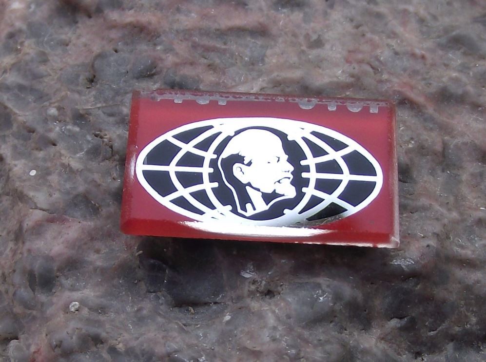Antique Vladimir Lenin over Global World Soviet Union Mirrored Pin Badge - Badgecrazy