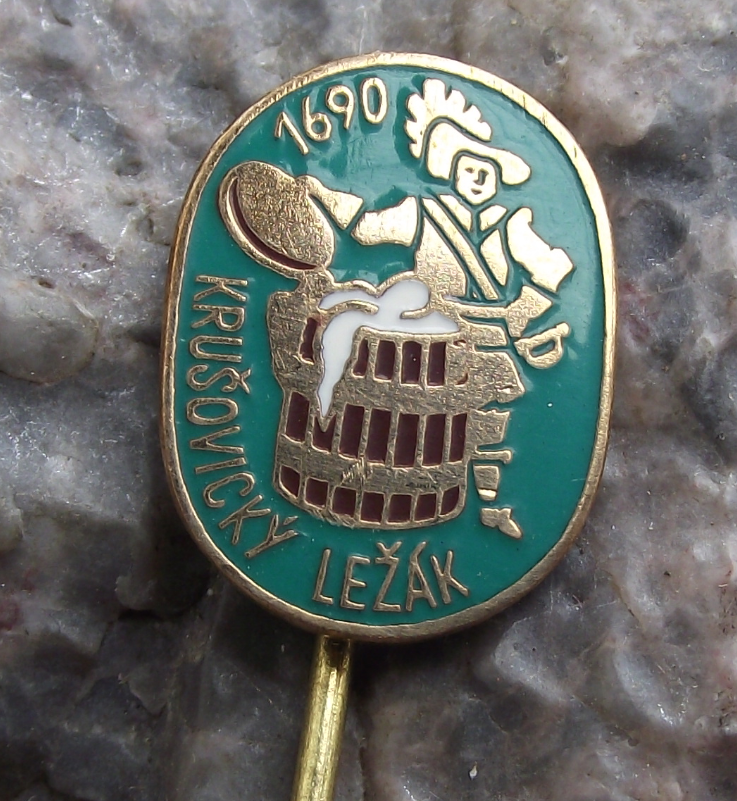 Antique Pivovar Krusovice 1690 Brewery Czech Lager Beer Advertising Pin Badge - Badgecrazy