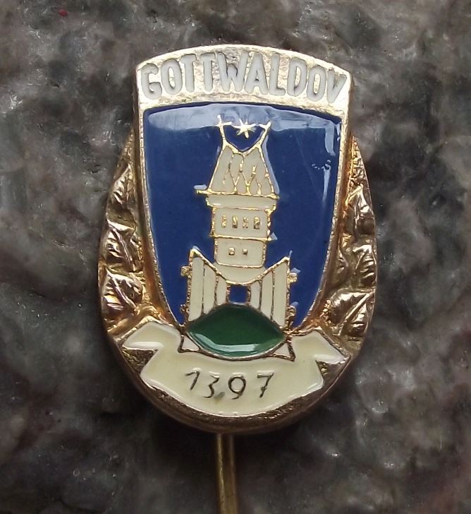 Antique Gottwaldov Zlin Tower & Open Gates Official Heraldic Crest Pin Badge - Badgecrazy