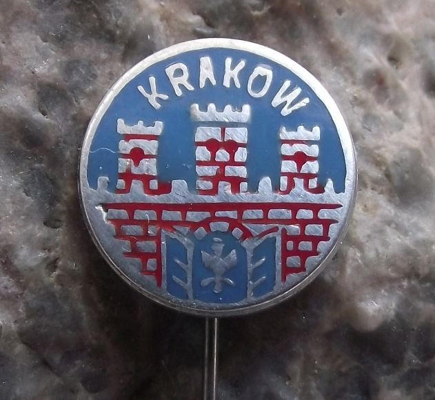 Antique Krakow Walled Castle City Heraldic Crest Motif Tourist Pin Badge - Badgecrazy