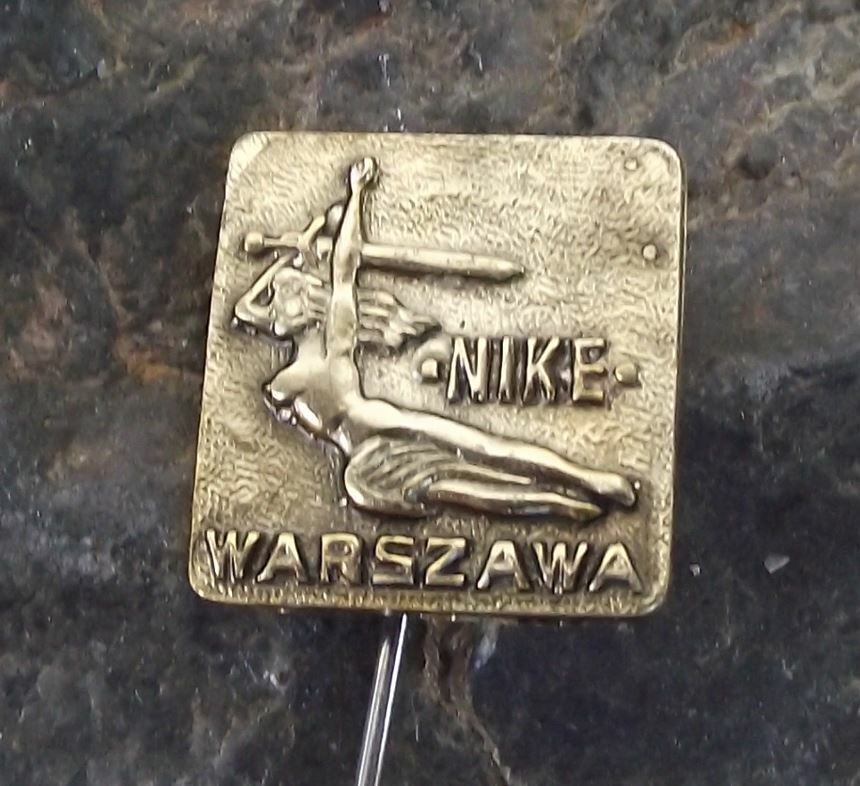 Vintage Nike Greek Goddess Winged Victory with Sword Warzawa Warsaw Pin Badge - Badgecrazy