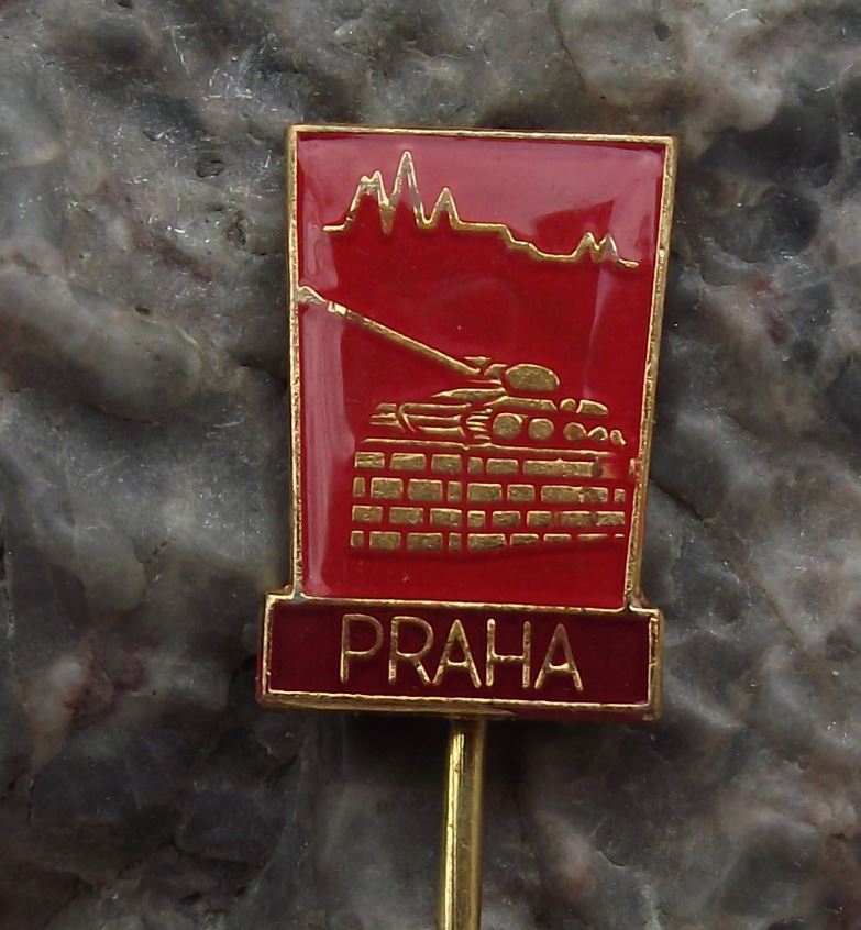Antique Prague Russian Liberation Czechoslovakia Memorial T 34 Tank Pin Badge - Badgecrazy