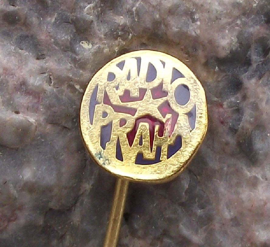 Vintage Radio Prague Praha Czechoslovakia Socialist Star Motif Logo Pin Badge - Badgecrazy