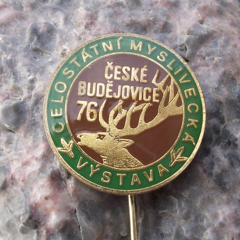 1976 Czechoslovakia All State Hunting Trophy Exhibition Roaring Stag Pin Badge - Badgecrazy