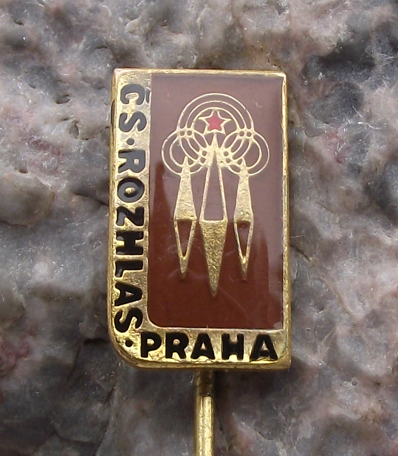 Vintage Czech State Broadcasting Company Radio Prague Tower Pin Badge - Badgecrazy