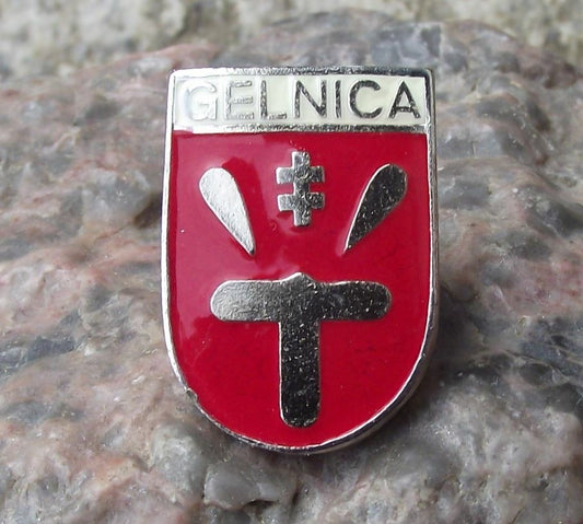 Antique Gelnica Slovakia Heraldic Crest Coat of Arms Souvenier Tie Pin Badge - Badgecrazy