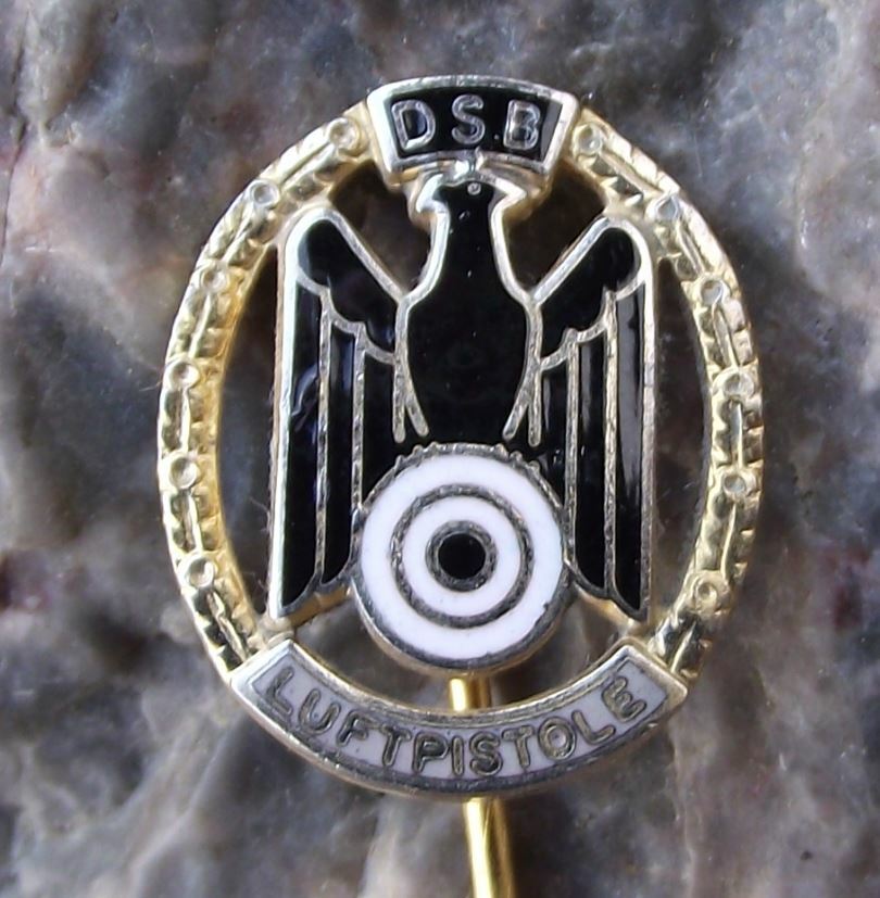 Vintage Germany Gun Shooting Club Association Air Pistol Gold Award Pin Badge - Badgecrazy