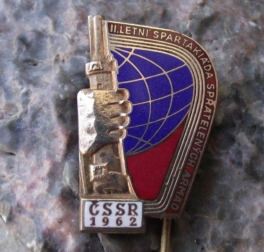 1962 2nd Army Spartakiad Czechoslovakia Communist Military Exercise Pin Badge - Badgecrazy