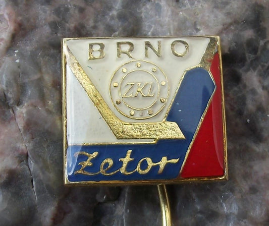 Vintage ZKL Brno Ice Hockey Team Czechoslovakia Stick Logo Pin Badge