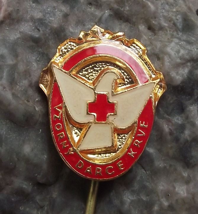 Antique Excellent Blood Donor Award White Dove Red Cross Souvenier Pin Badge - Badgecrazy