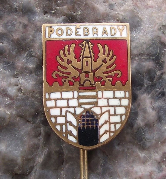 Antique Podebrady Czech Town Coat of Arms Heraldic Spread Eagle Crest Pin Badge - Badgecrazy