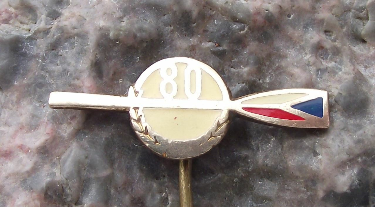 1964 Czech National Rowing Association 80th Anniversary Oar Logo Pin Badge - Badgecrazy