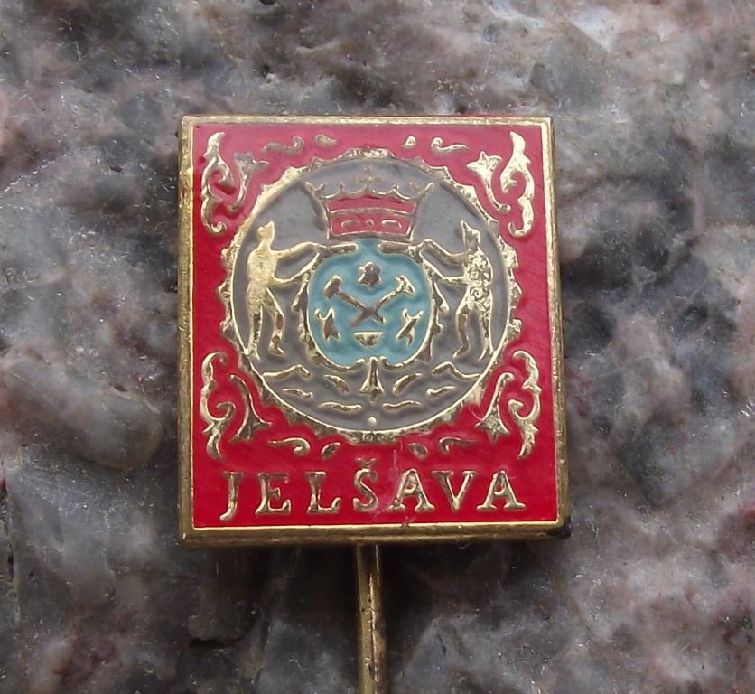 Antique Jelsava Czech Metal Working City Heraldic Crest Coat of Arms Pin Badge - Badgecrazy