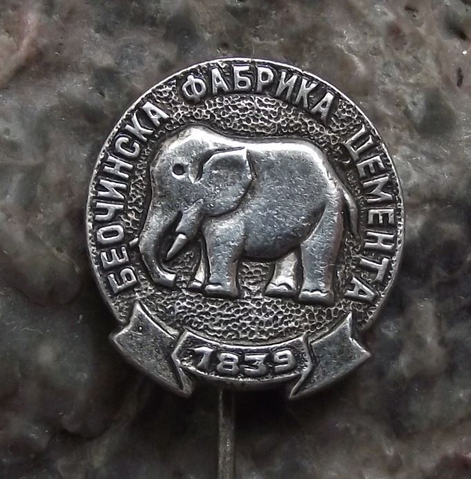 Antique Cement Factory Beocin Serbia Elephant Beocinska Cementa 1839 Pin Badge - Badgecrazy