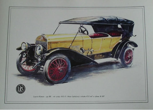 Laurin Klement 1913 Type RK Car Vladimir Bidlo Skoda Printed Illustration - Badgecrazy