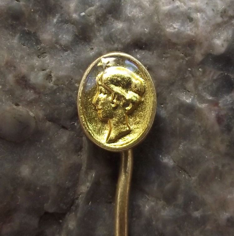 Small Discrete Roman Greek Elegant Woman Lady Goddess Golden Bust Pin Badge - Badgecrazy