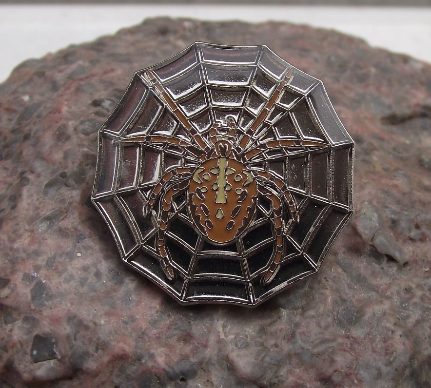 Common Garden Spider in Web Arachnid Insect Wildlife Brooch Pin Badge - Badgecrazy