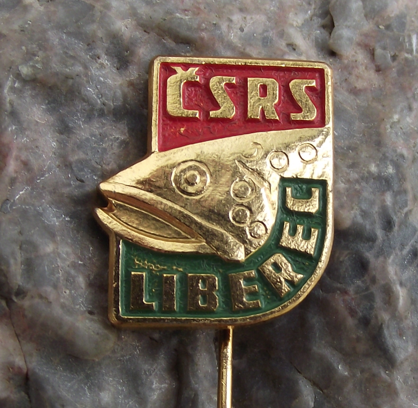 Antique CSRS CRS Czech Fishing Angling Association Liberec Trout Fish Pin Badge - Badgecrazy