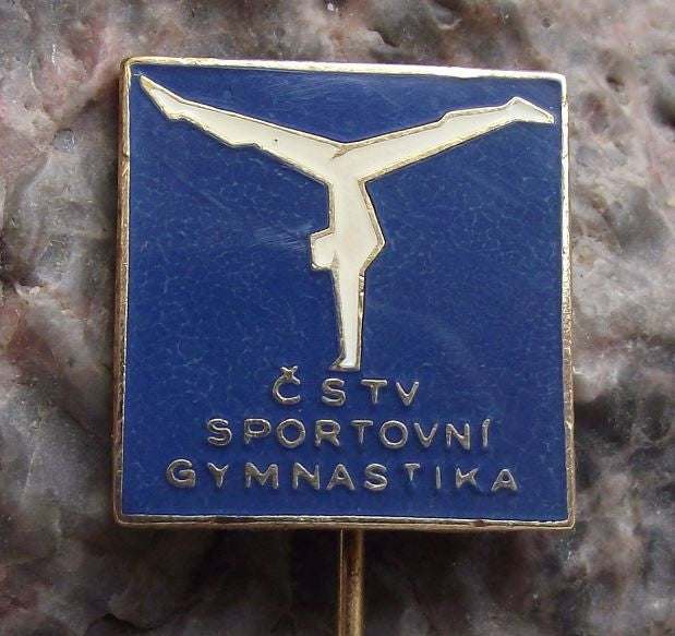 Vintage CSTV Sports Gymnastics Hand Stand Back Walkover Split Exercise Pin Badge - Badgecrazy
