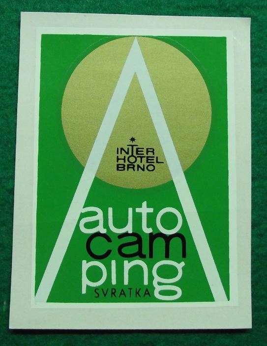 Antique Czech Inter Hotel Interhotel Brno Auto Camping Svratka Decal Sticker - Badgecrazy